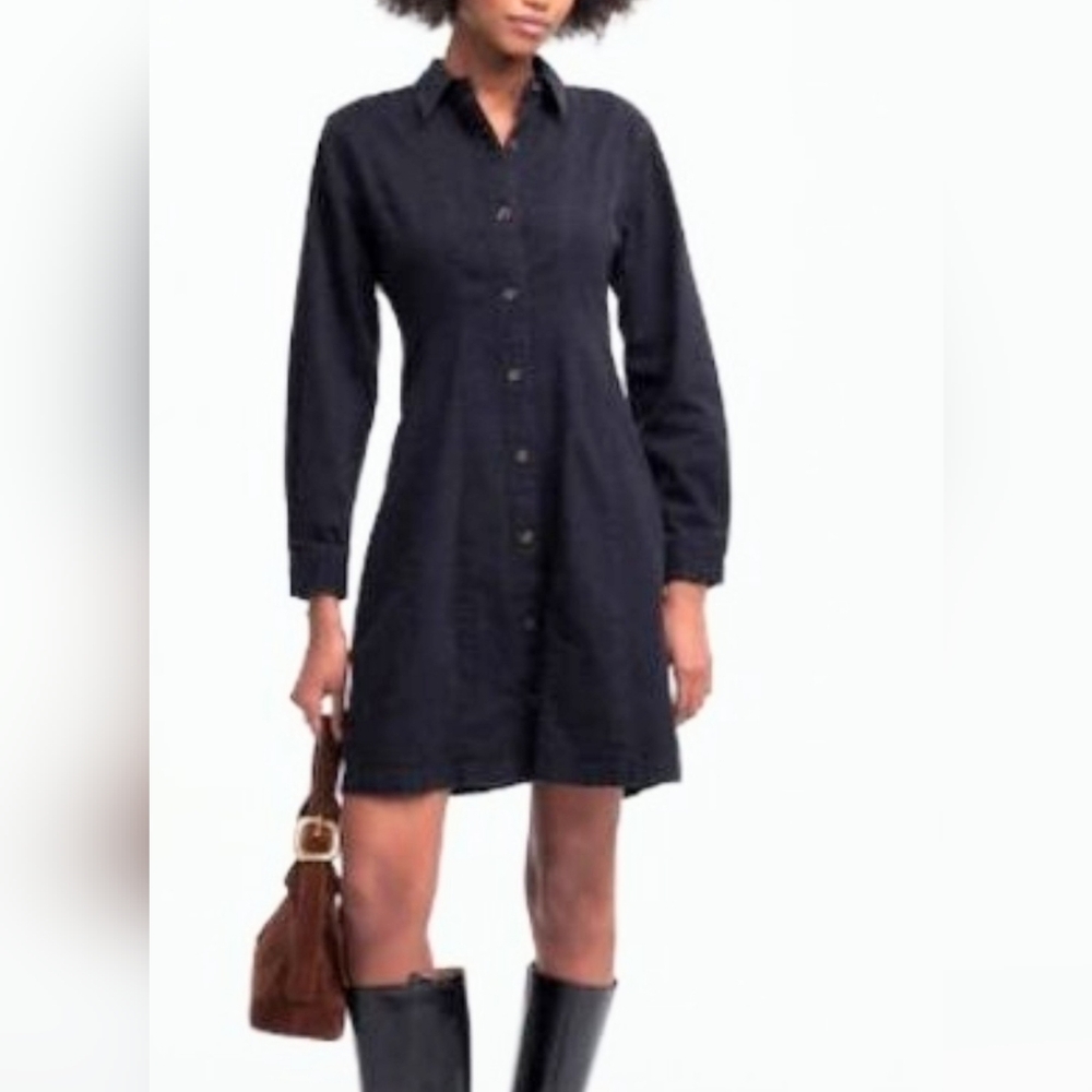Madewell Midnight Black Button-Down Mini Dress